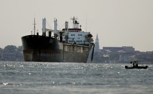 A freighter passes through the Suez Canal (file photo: AFP)