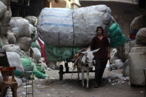  A trash collector weaves his way through old Cairo (file photo: AFP)  