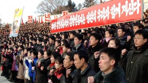 North Korean youth chant slogans at a rally (File photo) KCNA / AFP PHOTO 