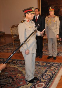 Egypt's new Minister of Defence Abdel Fattah al-Sissi, pictured during his swearing in ceremony, continues to reassign top military positions   AFP PHOTO / HO / EGYPTIAN PRESIDENCY