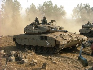 Israeli army MerKava tanks take part in a training exercise in early 2012 (File photo)  AFP PHOTO