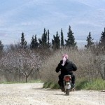 A man rides his motorbike in Joura in Lebanon's Bekaa valley in the area where the Kuwaiti engineer was allegedly kidnapped AFP PHOTO