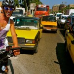 Tom enjoys a Cairo traffic jam Photo by Daring Dynamos