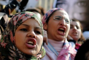 Egyptian women demonstrate in Cairo (MOHAMMED HOSSAM/AFP)