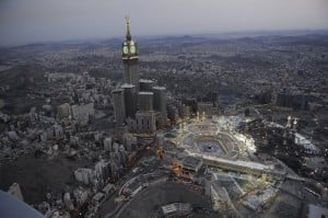 An aerial view shows the Grand Mosque in the holy city of Mecca, Saudi Arabia, on 6 August AFP PHOTO / AMER HILABI