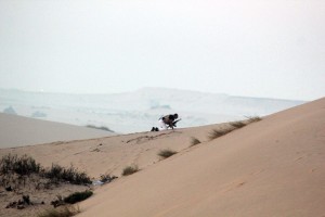 A member of the Egyptian security forces takes position on a sand dune during an operation in the northern Sinai peninsula AFP PHOTO/STRINGER 