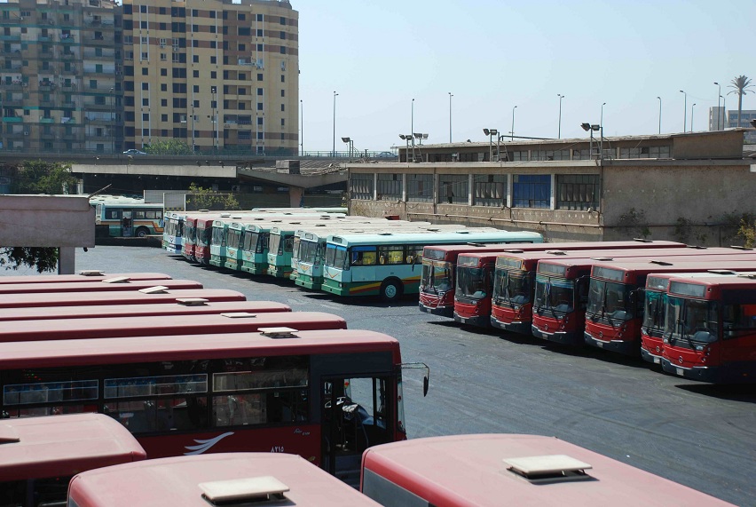 Buses stuck in the depot after transport workers went on strike Mohamed Omar