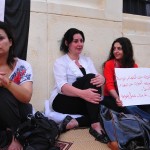 Syrian women protesting outside of the Arab League building in Cairo Hassan Ibrahim / DNE