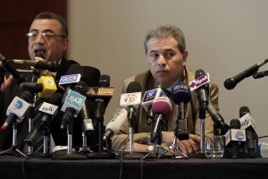 Tawfik Okasha appears at a press conference on 29 August (File photo) Mohamed Omar