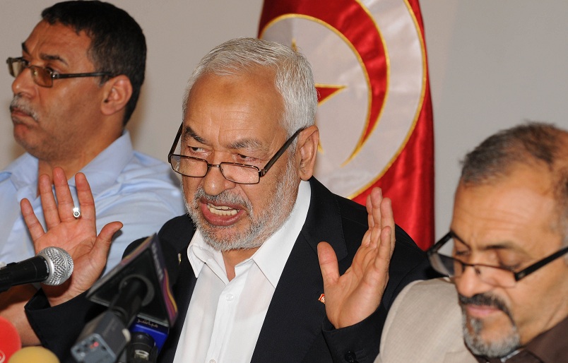Tunisia's ruling Islamist party Ennahda founder and president Rached Ghannouch who ash been accused by opposition activists of increasingly authoritarian behaviour, speaks during a press conference in Tunis AFP PHOTO / SALAH HABIBI