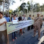 Libyans protest in Tripoli on 27 August to urge the newly-elected parliament to intervene to protect the national heritage after Islamist hardliners destroyed shrines across the country AFP PHOTO / MAHMUD TURKIA