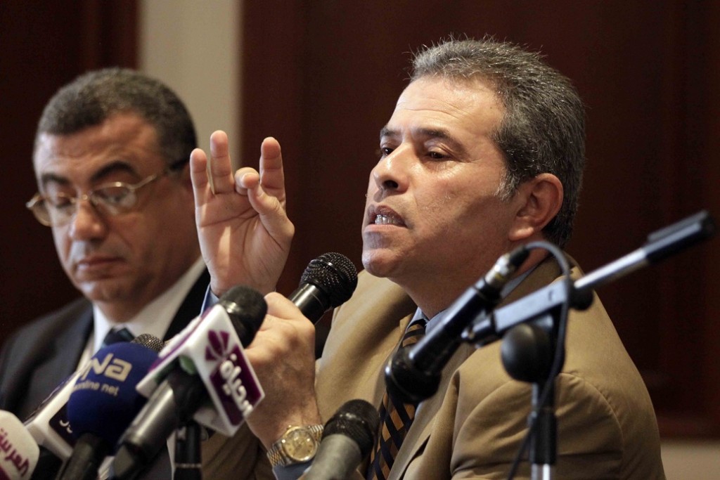 Talk show host Tawfiq Okasha gives a press conference announcing his intention to start a political party Mohamed Omar