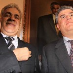 Hamdeen Sabahi stands with Abdel Hakim Abdel Nasser, one of Gamal Nasser’s sons, at the mausoleum of the former president on the anniversary of the 27 July revolution (File photo) Mohamed Omar