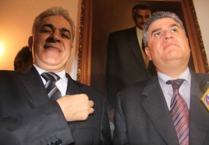 Hamdeen Sabahi stands with Abdel Hakim Abdel Nasser, one of Gamal Nasser’s sons, at the mausoleum of the former president on the anniversary of the 27 July revolution (File photo)  Mohamed Omar