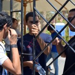 AUC students close the campus gates during a protest on 16 September Wajih Fakhouri / The Caravan