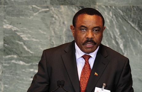 Hailemariam Desalegn, who was Foreign Minister at the time, addresses the UN General Assembly on 26 September 2011 AFP PHOTO / EMMANUEL DUNAND