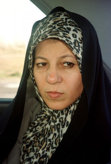 Faezeh Hashemi, daughter of Iran's former president Akbar Hashemi-Rafsanjani in her car in the northern Iranian city of Rasht (File photo) AFP PHOTO / JEAN MICHEL CADIOT