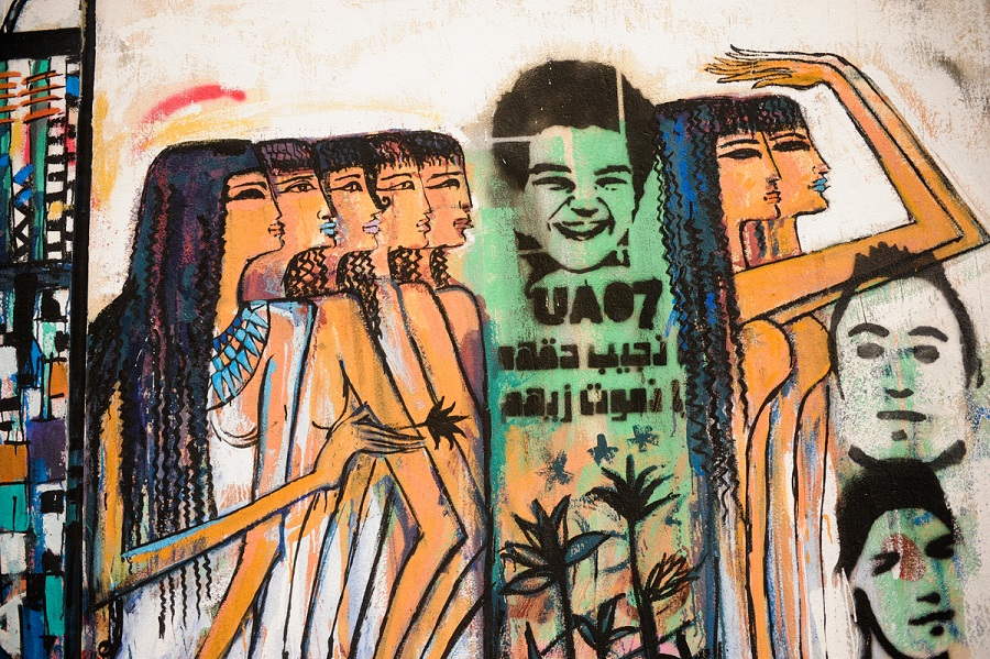 Mo’em Essam says the idea came to him after the famous and popular graffiti along Mohamed Mahmoud Street in Dowtown Cairo was painted over (File photo) Laurence Underhill / DNE