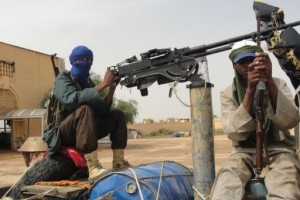 Fighters of the Islamic group of Mujao stand guard near Gao airport (File photo) AFP PHOTO