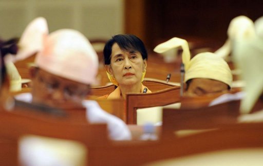 Aung San Suu Kyi's Myanmar opposition party has welcomed a US decision to ease Myanmar sanctions AFP Photo / Soe Than Win