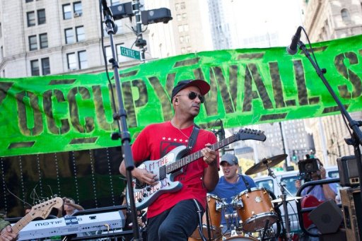 Tom Morello of Rage against the Machine played in support of the protesters on Sunday AFP File / Andrew Burton