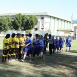 Wadi Degla and Qena meet at the start of their match. Women in conservative towns like Qena are not allowed to be as socially active, so the existence of teams there represents a significant change in societal structure as women become the main breadwinners for their family through an entirely non-traditional means Rachel Adams/ DNE