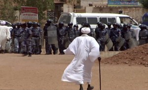 Sudanese riot police stand guard in Khartoum (AFP/file) 