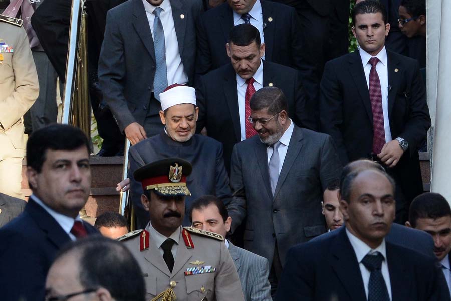President Morsy leaves Al-Rahman mosque after Eid prayers By Mohamed Omar
