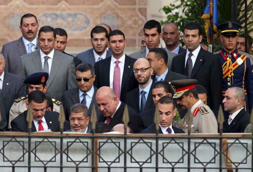 President Morsy leaves Al-Rahman mosque after Eid prayers By Mohamed Omar