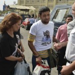 Alber Saber's mother, left, and supporters arrive for a hearing in his court case (File photo) Mohamed Omar