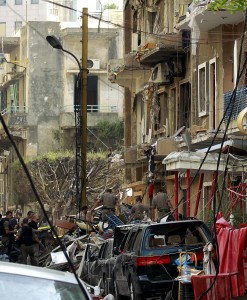 Lebanese security forces inspect damages in Beirut's predominantly Christian district of Ashrafieh a day after a deadly car bomb blast. (AFP Photo / Anwar Amro)