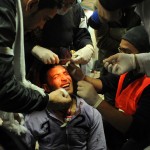 A protester receives treatment at a field hospital established near Tahrir Square during clashes on Mohammed Mahmoud street in November 2011 Laurence Underhill / DNE