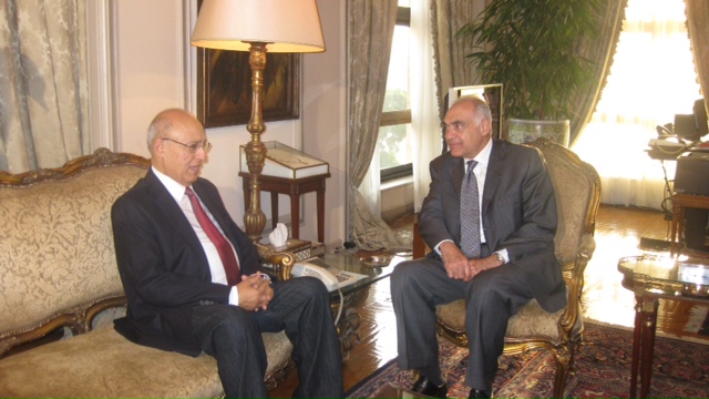 Nabil Shaath with Minister of Foreign Affairs Mohammed Amr. (PHOTO COURTESY OF MINISTRY OF FOREIGN AFFAIRS)