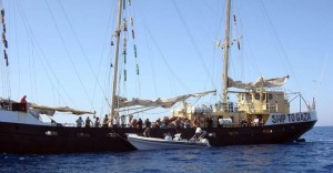This file photo taken on October 16, 2012 shows the Finnish ship SV Estelle during an operation off the southern Greek island of Gavdos, south of Crete. (AFP Photo)