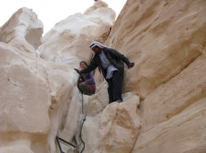 Climbing down in the White Canyon 'Lady' Colleen Heller 