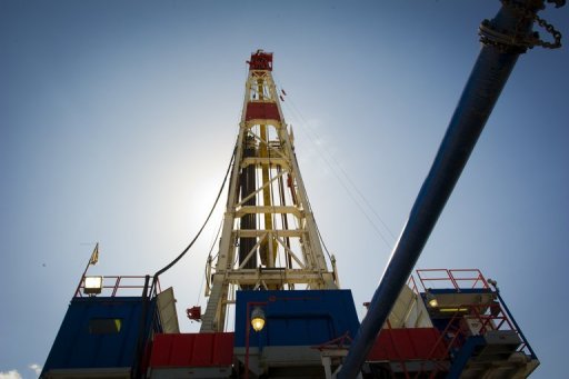 A Consol Energy horizontal gas drilling rig explores the Marcellus Shale outside the town of Waynesburg, PA on April 13. A spike in shale oil and gas production is revolutionising the energy sector and risks weighing on prices of conventional crude, according to industry experts. (AFP PHOTO)