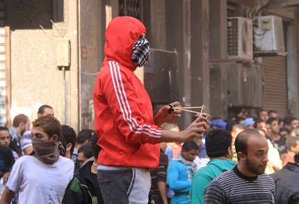 Running battles have left at lest 56 injured in and around Tahrir Square in Downtown Cairo. (DNE / Hassan Ibrahim)