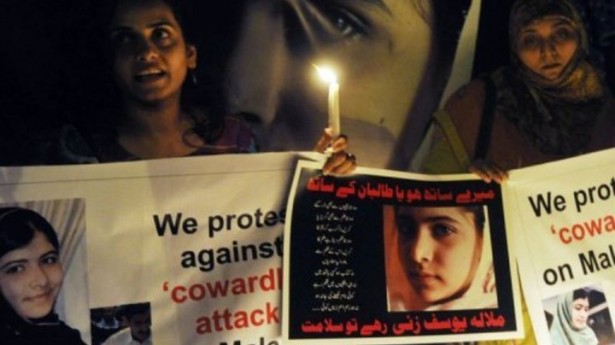 Protests honor Malala. (AFP PHOTO)