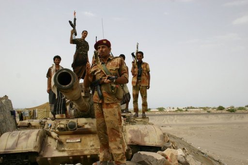 Yemeni army troops patrol in Abyan province. (AFP/ FILE PHOTO)