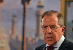 Russian Foreign Minister Sergei Lavrov speaks during a joint press conference on Oct. 4, 2012. (AAMIR QURESHI/AFP)