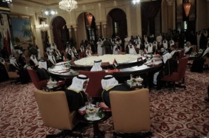 Gulf Cooperation Council (GCC) leaders ahead of the annual GCC summit at the Sakhir Palace in Manama on 24 December 2012. (AFP/  MOHAMMED AL-SHAIKH)