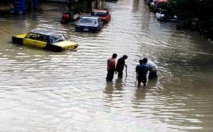 Blocked drainage systems caused water to accumulate in Alexandria, paralyzing life. photo courtesy of Kefaya movement