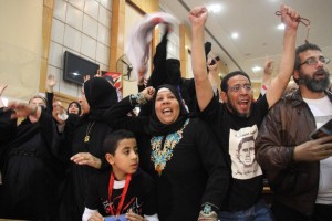 Families of the Port Said massacre victims erupt in cheer as the judge’s verdict is handed out. (Photo by Ahmed Al-Malky)