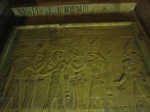 This relief carving portrays the enthronement of a Ptolemaic king offered blessings from the gods and goddesses  Sarah El Masry  