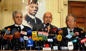 The complaint accuses Al-Dostour Party leader Mohamed ElBaradei and former presidential candidates Amr Moussa and Hamdeen Sabahy of attempting to stage a coup to overthrow the regime. (File Photo) (AFP - Photo)