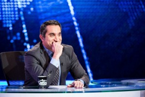 Bassem Youssef while filming his show, Al Bernameg (Public Domain Photo)