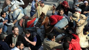 Pro-government supporters, on horses and a camel, clash with anti-regime protesters in CairoAFP / Andrey Smirnov