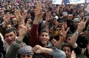 Iraqi demonstrators shout slogans during an anti-government protest in Kirkuk, on February 1, 2013 (AFP, Marwan Ibrahim) 