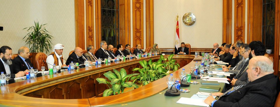 President Mohamed Morsi met with 13 political parties and a number of public figures on Tuesday evening to hear their suggestions on how to assure a transparent electoral process. (Photo Presidency hand out)