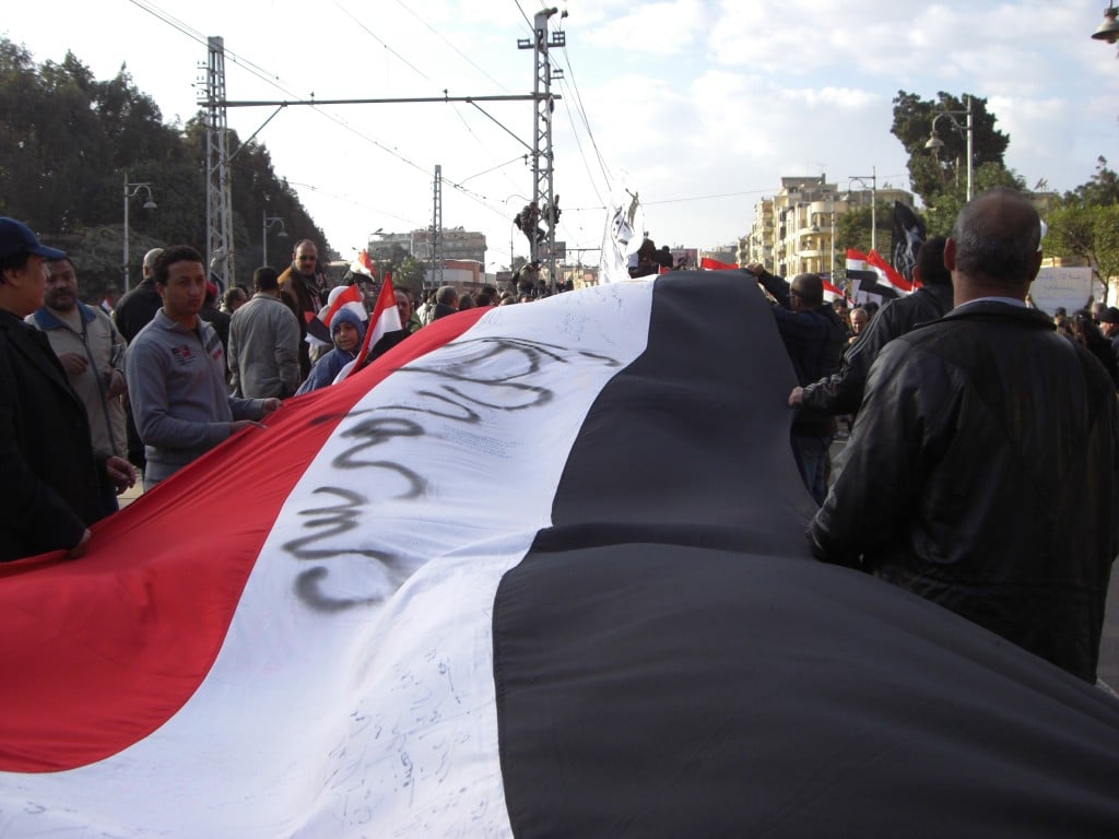 Opposition protesters march towards the presidential palace in Heliopolis (Basil El Dabh)